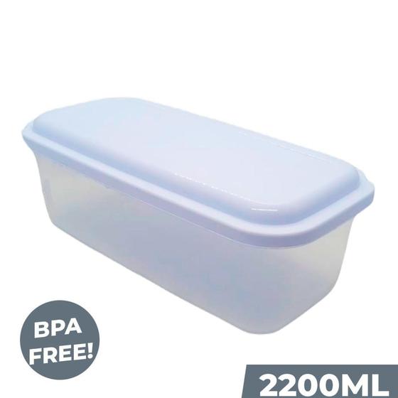 Imagem de Pote Retangular de Plástico C/ Tampa BPA FREE Atóxico 1.2L - Plasvale