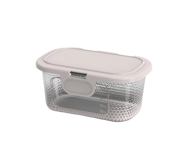 Imagem de Pote Retangular Linha Prisma Tampa Fixa 350ml Design Compacto 100% Livre de BPA altamente Resistente