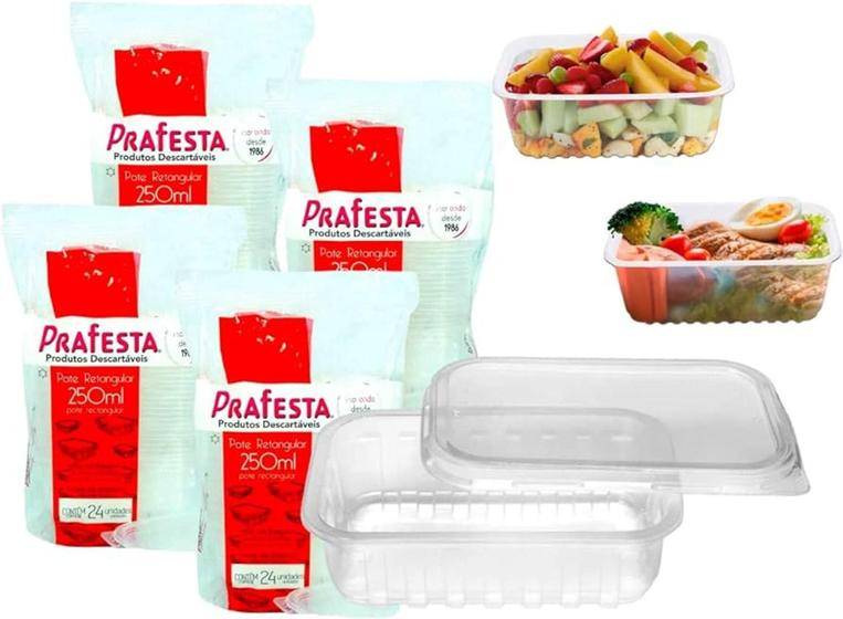 Imagem de Pote Retangular Microondas E Freezer 250ml C/96 Unidades - prafesta