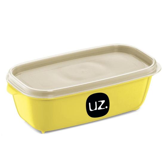 Imagem de Pote Retangular Multiuso Plástico Resistente Premium 500ml UZ250 Amarelo