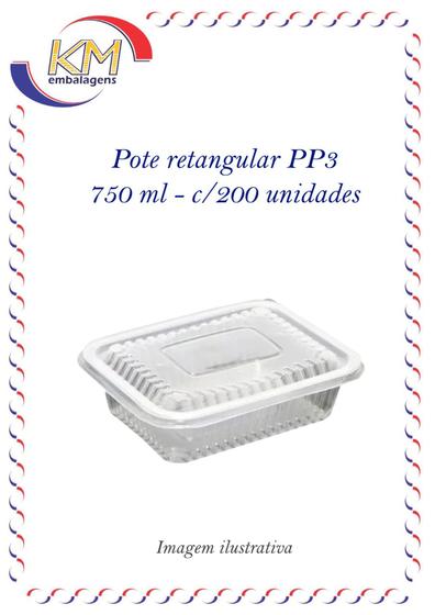 Imagem de Pote retangular PP3 750 ml c/200 unid. - Starpack - embalagem freezer e microondas (12270)