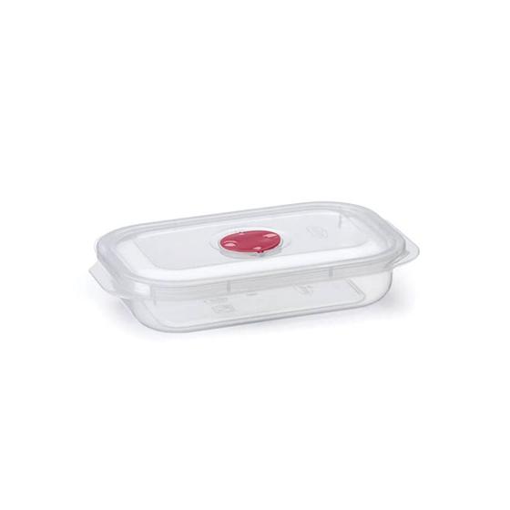 Imagem de Pote Retangular Transparente Raso Com Válvula 460 ML