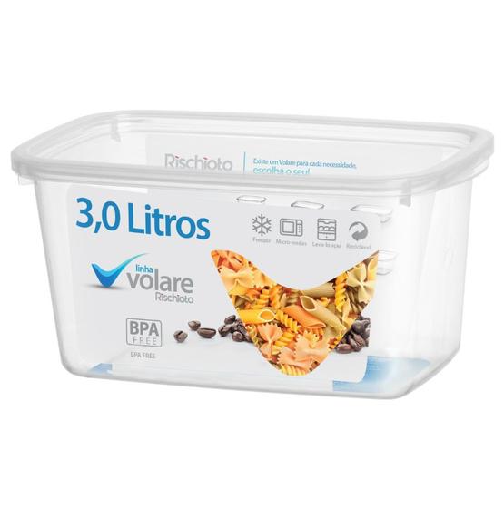 Imagem de Pote Retangular Volare em Plástico Transparente 3L - Rischioto