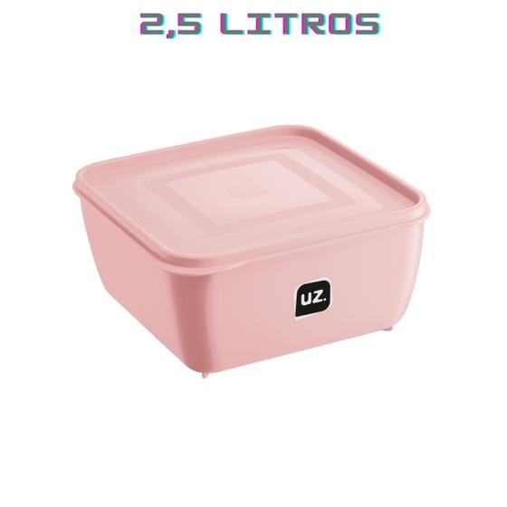 Imagem de Pote Rosa Quadrado 2,5L Linha Gourmet Veda bem