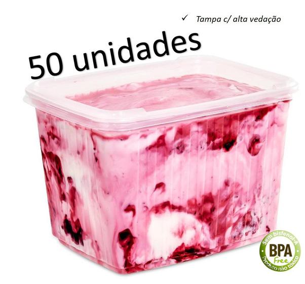Imagem de Pote sorvete 2 litros transparente 50 un c/ tampa