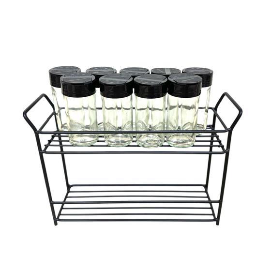 Imagem de Pote Tempero e Condimentos Kit C/ 9 Un com Suporte Gourmet