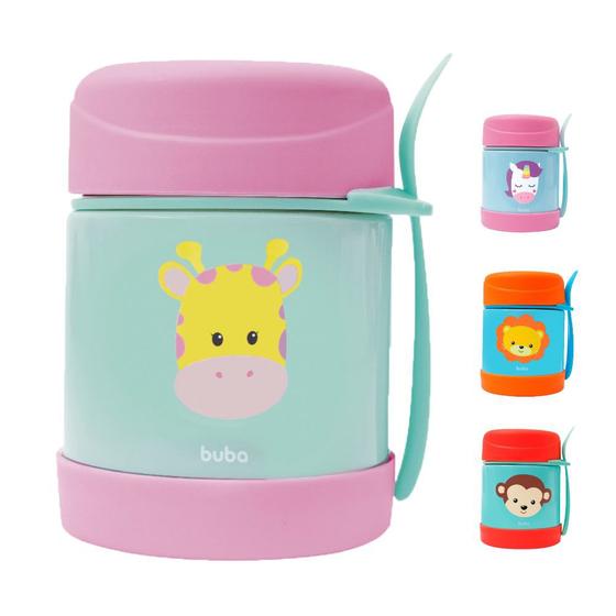 Imagem de Pote térmico alimentação comida do bebe infantil aço inoxidável com talher papinha animal fun