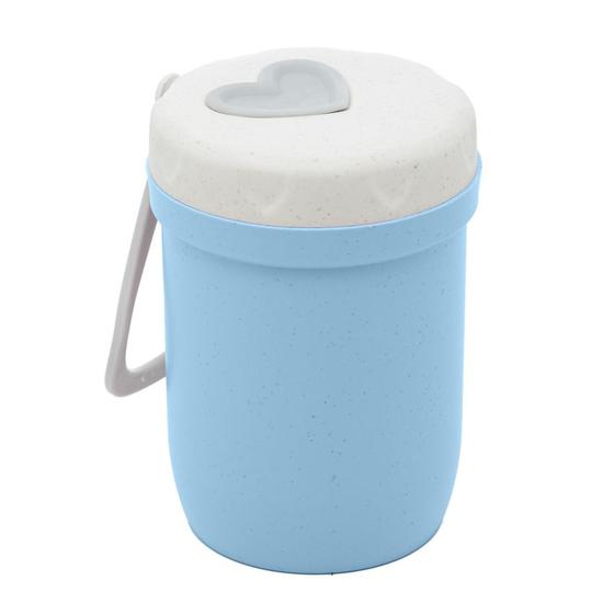 Imagem de Pote Térmico Azul com Parede Dupla em Fibra de Bambu/Plástico com Alça de Silicone e Tampa 300ml - Lyor
