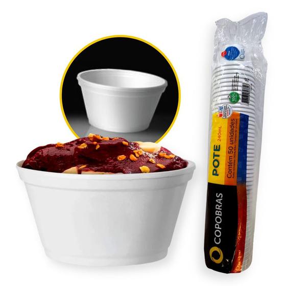 Imagem de Pote Térmico de Isopor para Caldos Açaí Porções Copobras - 240ml - pct 50 Unidades