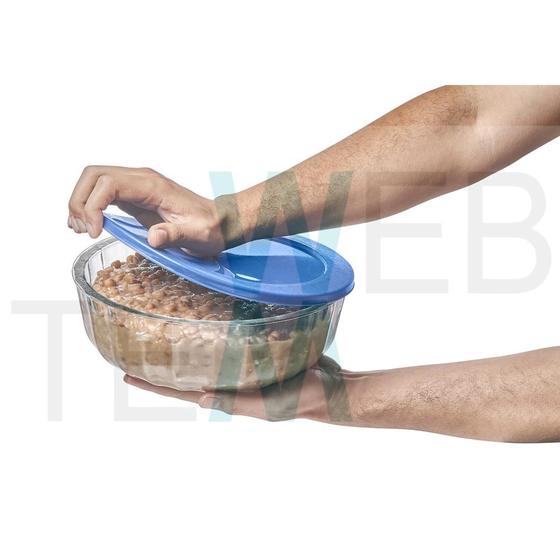 Imagem de Pote Tigela Saladeira de Vidro com Tampa Plástica Oceani 3,8 litros  Vitazza: Para Servir e Organização de Cozinha e Geladeira Opção Sustentável