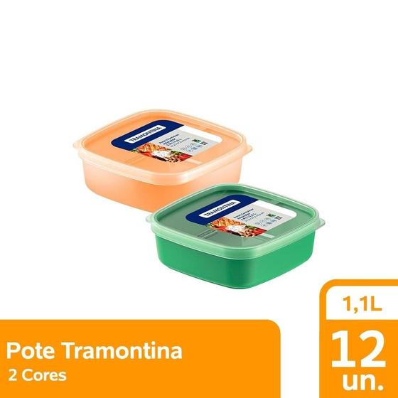 Imagem de Pote tramontina mixcolor 1,1l com tampa transparente 2 cores 12x1