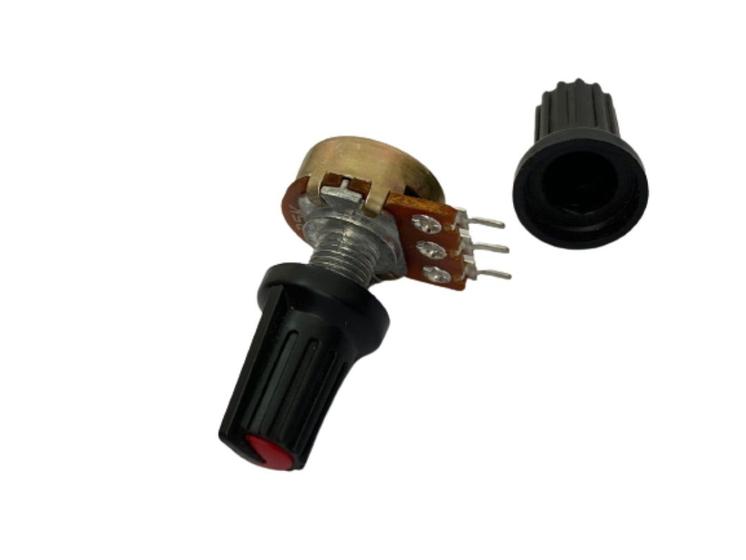 Imagem de Potenciômetro Linear Simples Com Eixo L20 Estriado Com Knob 16mm 5K