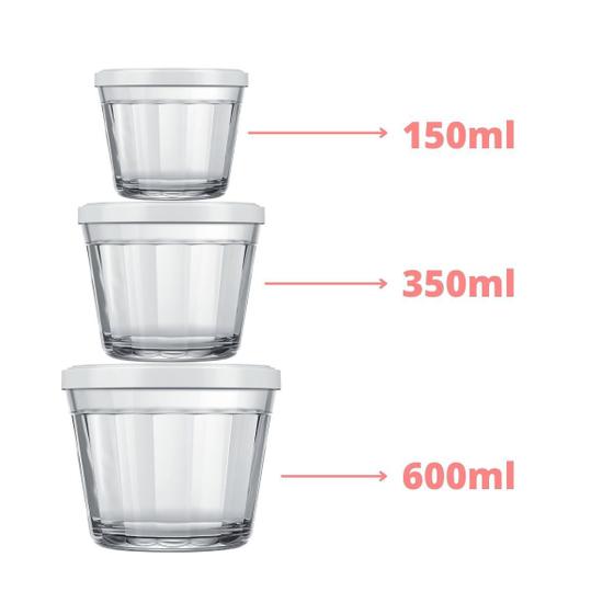 Imagem de Potes Americano (150ml + 350ml + 600ml) Temperos - 3un