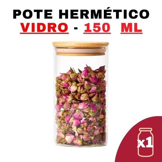 Imagem de Potes de Vidro Herméticos 150ml - Bambu  Senhora Madeira