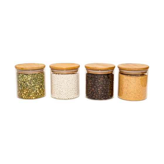 Potes de Vidro P/ Mantimentos 500ml C/ Tampa Bambu - 4 Pçs Oikos Menor preço em Potes de Vidro P/ Mantimentos 500ml C/ Tampa Bambu - 4 Pçs Oikos