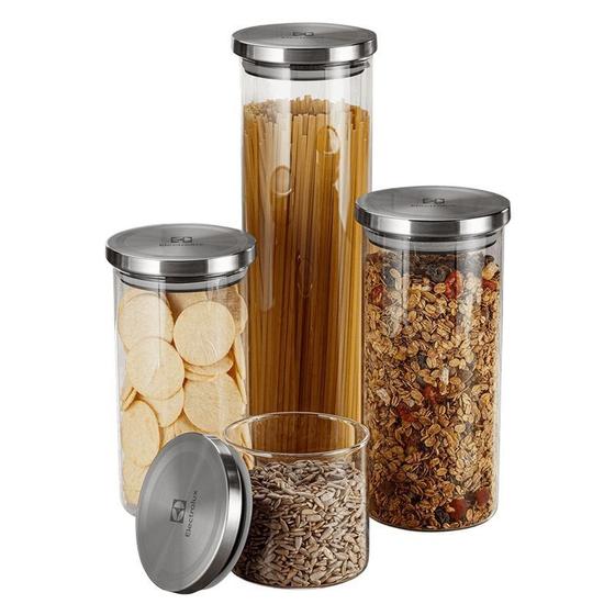 Imagem de Potes herméticos porta - mantimentos com tampa de inox 4 uni
