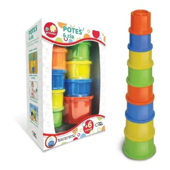 Imagem de Potes para empilhar brinquedo educativo infantil colorido