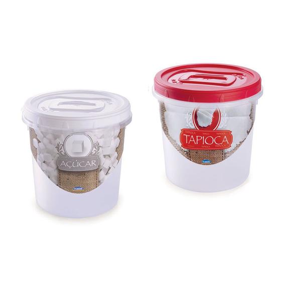 Potes Porta Mantimentos Acucar e Tapioca 2un de 1,8L Menor preço em Potes Porta Mantimentos Acucar e Tapioca 2un de 1,8L