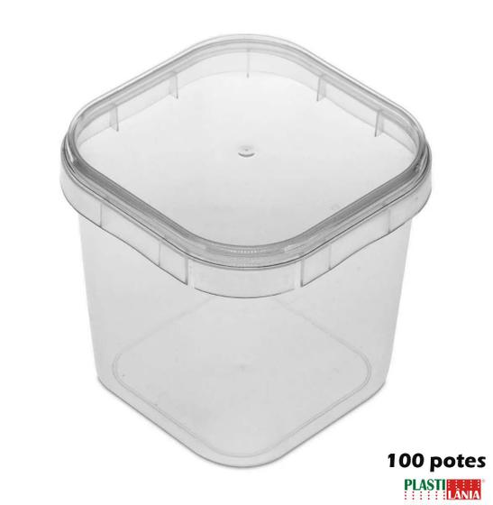 Imagem de Potes Quadrados Bolo No Pote Plástico 220ml Lacre  - 100 Potinhos Plastilania