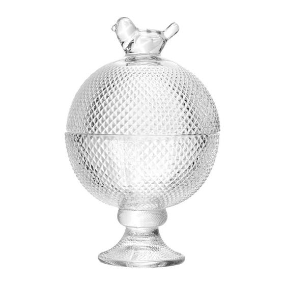 Imagem de Potiche bomboniere de cristal chumbo c/pe bird 8,5cm x 13cm