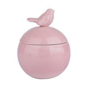 Imagem de Potiche ceramica decorativo round top bird rosa peq 10 x 10 x 12,8 cm
