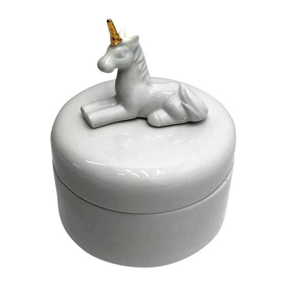 Imagem de Potiche De Cerâmica Round Little Unicorn Branco Pequeno