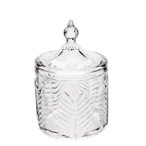 Imagem de Potiche Decorativo de Vidro Cristal Palmeira com Tampa 10x15cm Lyor Bomboniere Baleiro