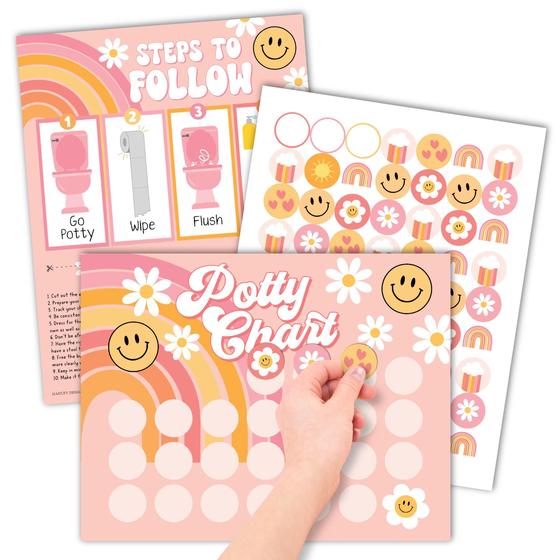 Imagem de Potty Training Chart Hadley Designs Retro para meninas