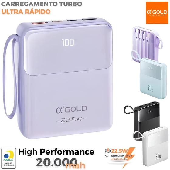 Imagem de Power Bank Agold BTE-48 com 10.000mAh para Android e iOS