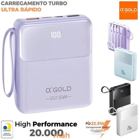 Imagem de Power Bank Agold BTE-48 com 10.000mAh para Android e iOS
