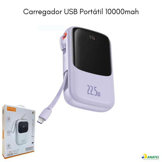 Imagem de Power Bank Carregador USB Portátil 10000mah Display Digital 22.5W