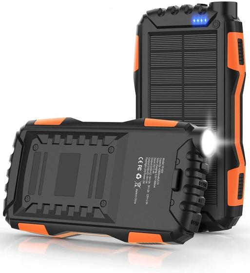 Imagem de Power Bank Solar 42800mAh com Lanterna - Laranja