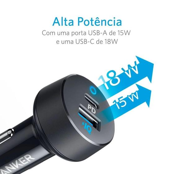 Power Drive PD 2 Carregador Veicular 1xUSBC PD + 1 USB Anker