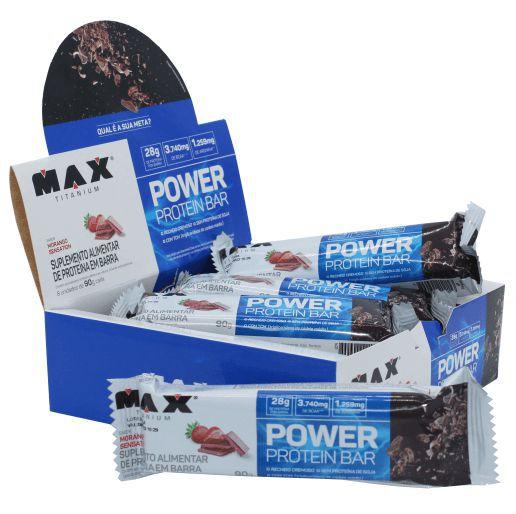 Power Protein Bar 8 Barrinhas Proteina Morango Sensaçao 90g Max Titanium Barra De Proteína 8355