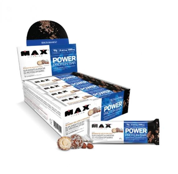 Imagem de Power Protein Bar Caixa com 12 Unidades (492g) - Sabor: Bombom de Avelã c/ Coco