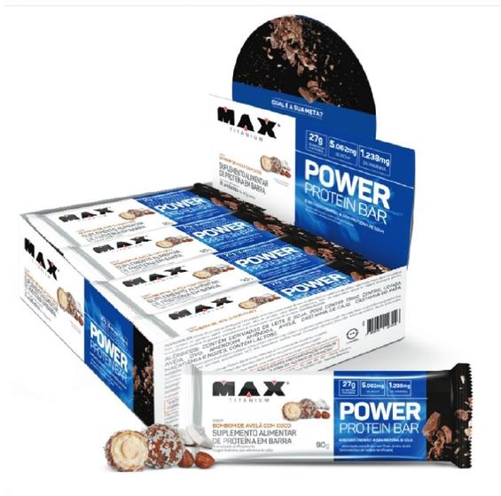 Imagem de Power Protein Bar Caixa com 8 Unidades (720g) - Max Titanium
