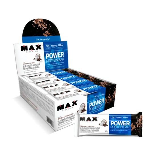 Imagem de Power protein bar max titanium 12 un 41g - chocolate com coco