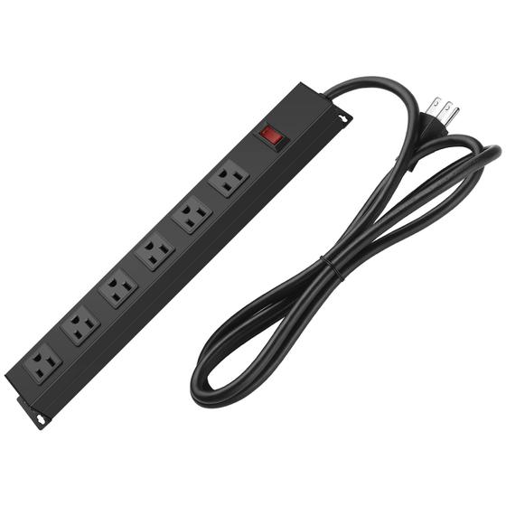 Imagem de Power Strip HHSOET Metal Wall Mount 6 tomadas AC 1875W pretas