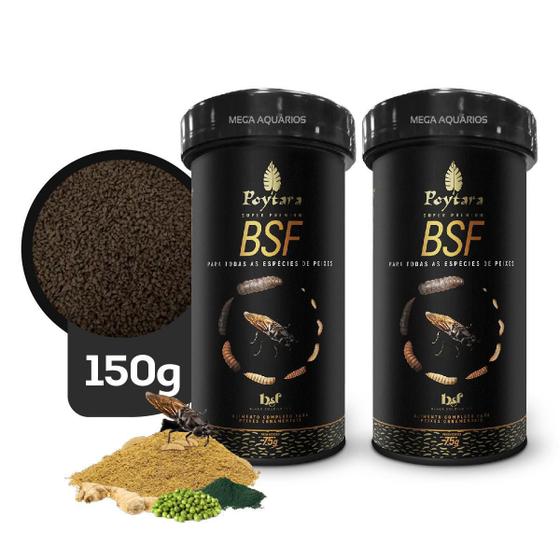 Imagem de Poytara Bsf Kit 2X 75G Ração Peixe Proteína Larva De Mosca