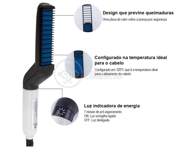 Imagem de Prancha Alisadora Escova Modeladora Barba Cabelo Masculino FB161 Bivolt - For Beaut