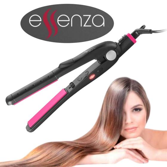 Imagem de Prancha Chapinha Cerâmica Cabelos Secos Úmidos Bivolt  Eb070 Preto Com Rosa