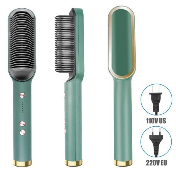 Prancha Escova Alisadora Com Pente Profissional Bivolt Verde Menor preço em Prancha Escova Alisadora Com Pente Profissional Bivolt Verde