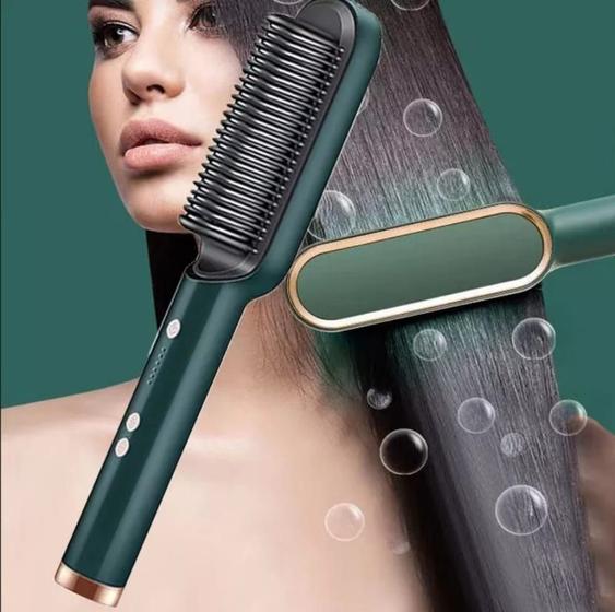 Prancha Escova Chapinha Alisadora de Cabelos Verde Menor preço em Prancha Escova Chapinha Alisadora de Cabelos Verde