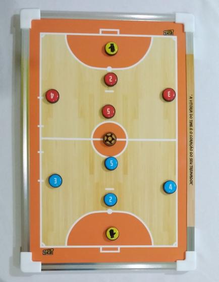 Imagem de Prancheta Tática de FUTSAL LARANJA Magnética de ambos os lados de 20x30cm