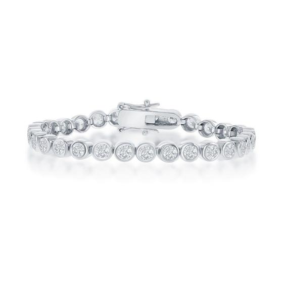 Imagem de Prata Esterlina 3mm Bezel-Set Round CZ Tennis Bracelet, 7