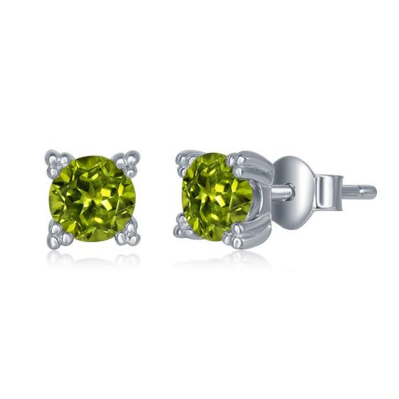 Imagem de Prata Esterlina 5mm Round Peridot Stud Brincos