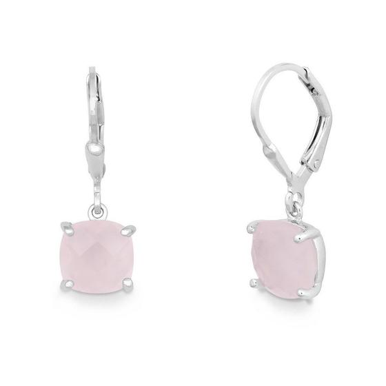 Imagem de Prata Esterlina Quartzo Rosa Drop Down Brincos