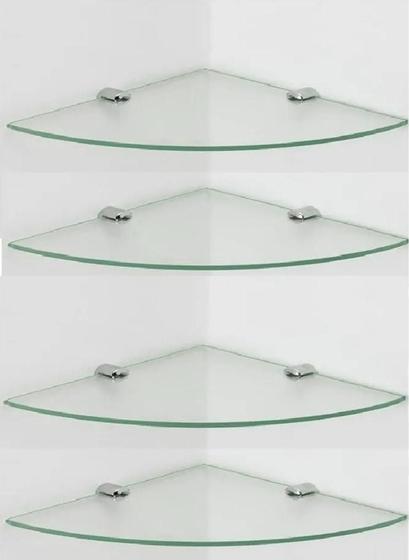 Imagem de Prateleira de canto 40 cm em vidro temperado kit com 4 unidades - Sonharte