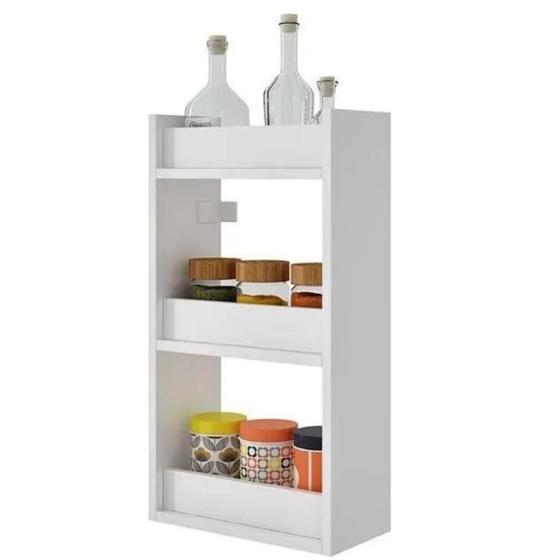 Imagem de Prateleira de Cozinha Branco Decorativa em mdf Porta Tempero 60cm