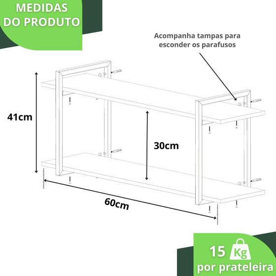 Imagem de Prateleira Estilo Industrial Banheiro Parede Gnd Bm 60Cm